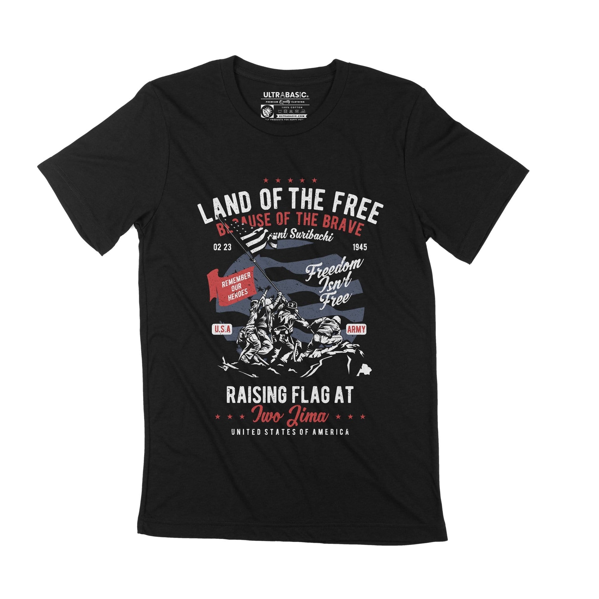 ULTRABASIC American USA Military Army Men's T-Shirt - Patriotic Graphic Tee  4th of july freedom defend 2nd second ammendment patriot confederate flag support patriots patriotism heroes 1945 adult dad apparel print ideas merch present fathers day merchandise clothing christmas unisex classic saying quote retro patriotic