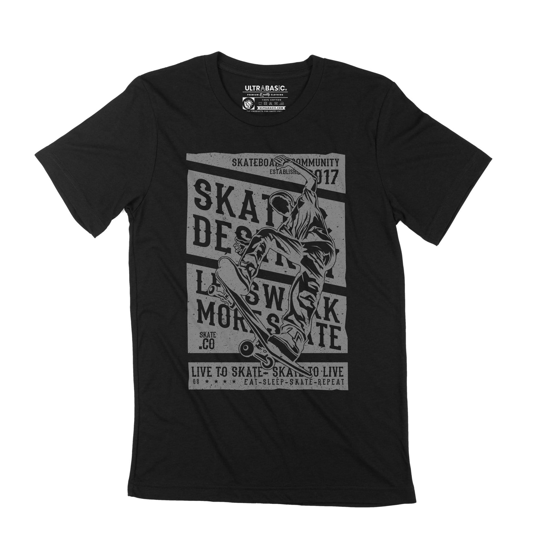 ULTRABASIC Live To Skate Men's T-Shirt - Skateboard Community Established 2017  skater graphic vintage sport workout inspirational saying adult dad apparel print tees funny youth ideas merch present boy merchandise letter clothing christmas unisex classic teens casual print outdoor fitness slogan retro motivation love 