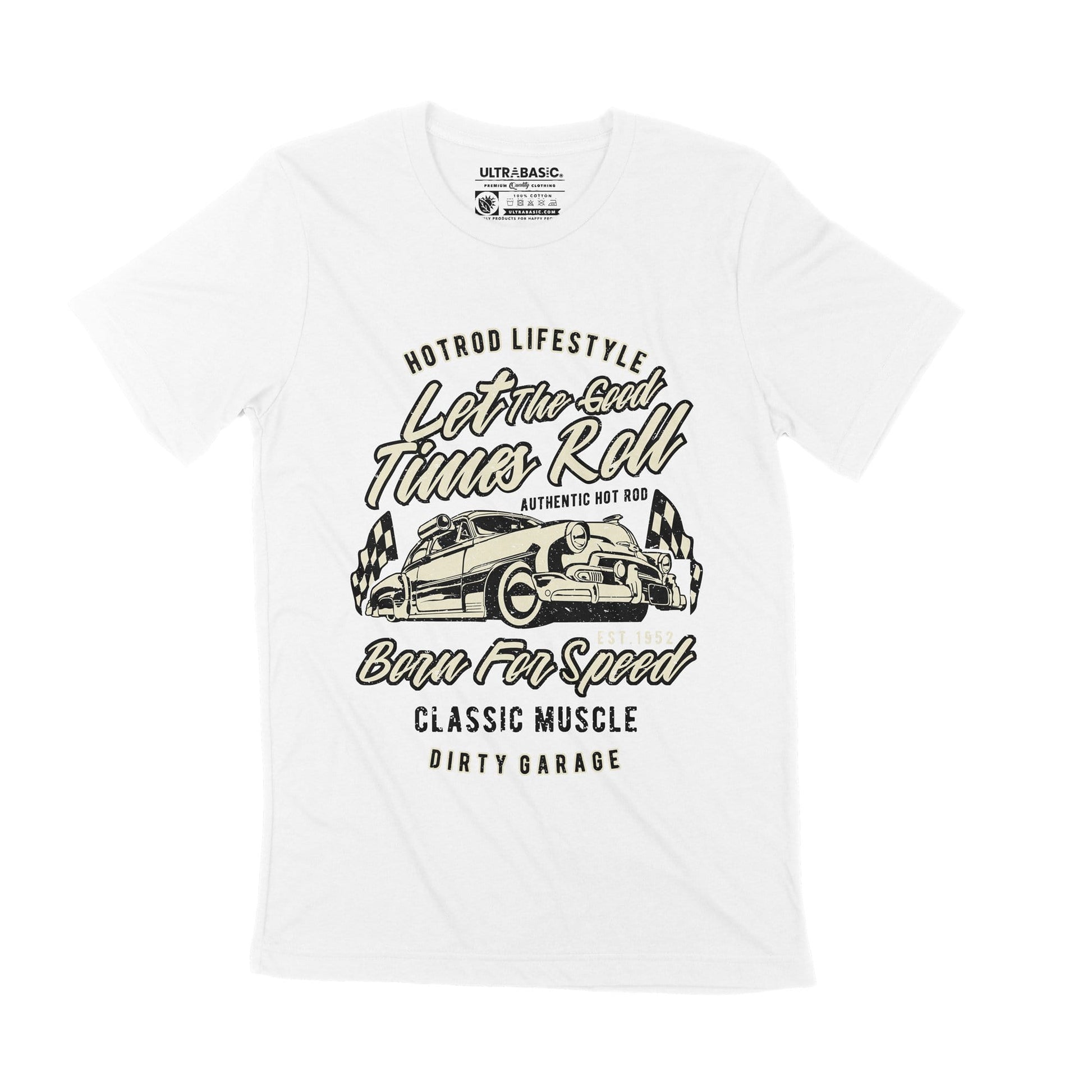ULTRABASIC Men's T-Shirt Authentic Hot Rod - Dirty Garage Vintage Car Graphic race driver hotrod movie team rat rod john force racing clothes apparel lucky 13 rowdy shop national mechanics guy speed association drag racers gas old guys rule motorhead rock apparel unisex tees outfit genuine youth merchandise clothing christmas