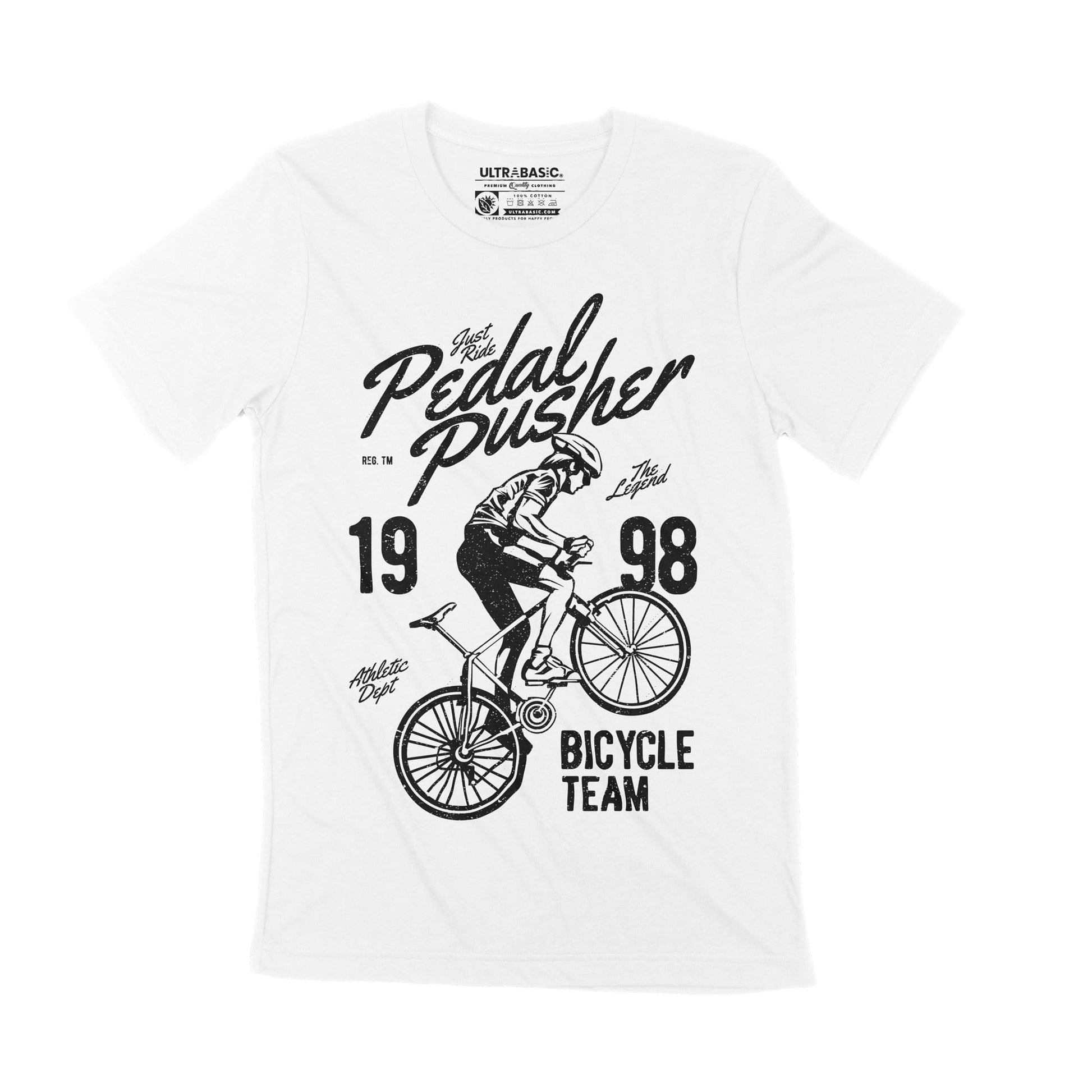 ULTRABASIC Men's T-Shirt Pedal Pusher The Legend 1998 - Bicycle Racing Team cycling novelty biker cyclist quotes riding dad adult cycology apparel specialized print riders tees tour de france funny youth ideas merch present fathers day merchandise letter clothing christmas unisex classic teens casual print outdoor sport