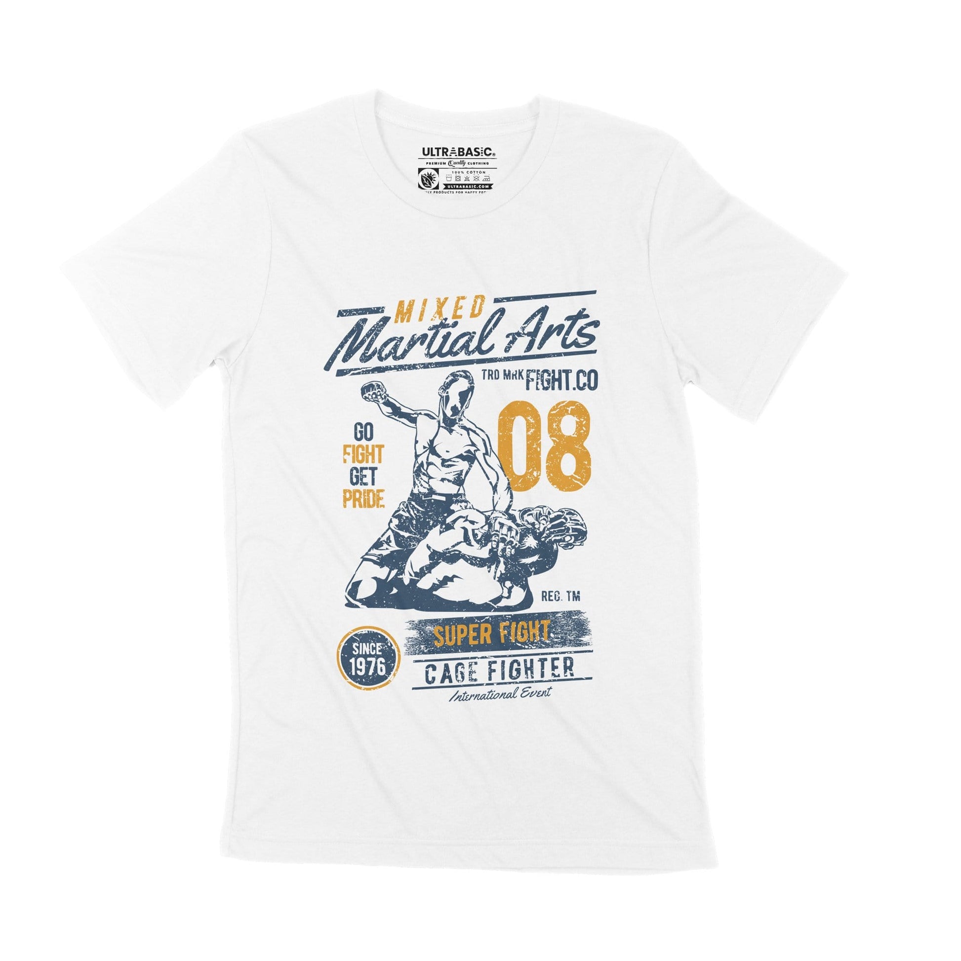 ULTRABASIC Super Fight Cage Fighter Men's T-Shirt  - Mixed Martial Arts MMA judo fight club vintage birthday gift apparel muscle merchandise clothes tshirts taekwondo logo clothing badboy championship chuck jiu jitsu jujitsu thai traditional workout slogan tees clothing kicks black belt karate sport christmas street