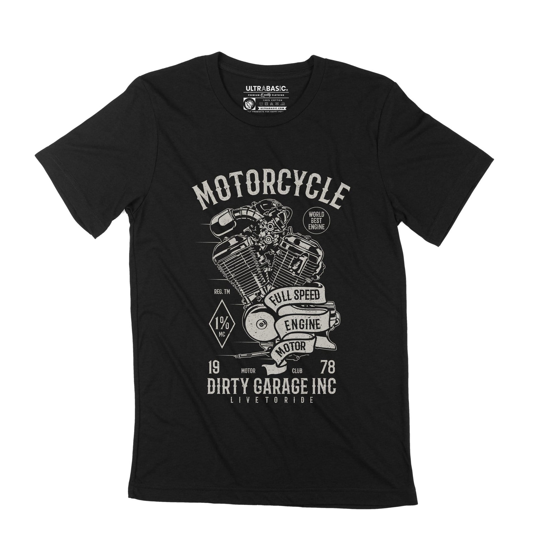 ULTRABASIC Vintage Motorcycle 1978 Men's T-Shirt - Dirty Garage Inc Graphic Tee world best engine motor club clothing men outdoor mechanic victory outfits usa guy apparel road live simply tees unisex tshirts rock genuine live motorbike cafe racer indian motorcycles dad bikers patches fast driving casual merchandise 