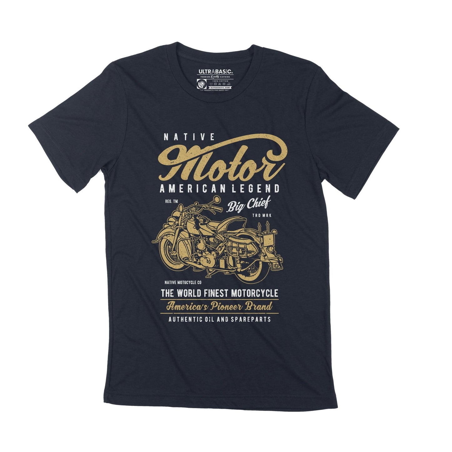 ULTRABASIC Vintage Motorcycle T-Shirt for Men - Native Motor American Legend clothing men outdoor oldtimer shirts mechanic victory outfits usa guy apparel road live simply tees unisex tshirts rock motor genuine live motorbike cafe racer indian motorcycles dad bikers patches fast driving casual merchandise garage