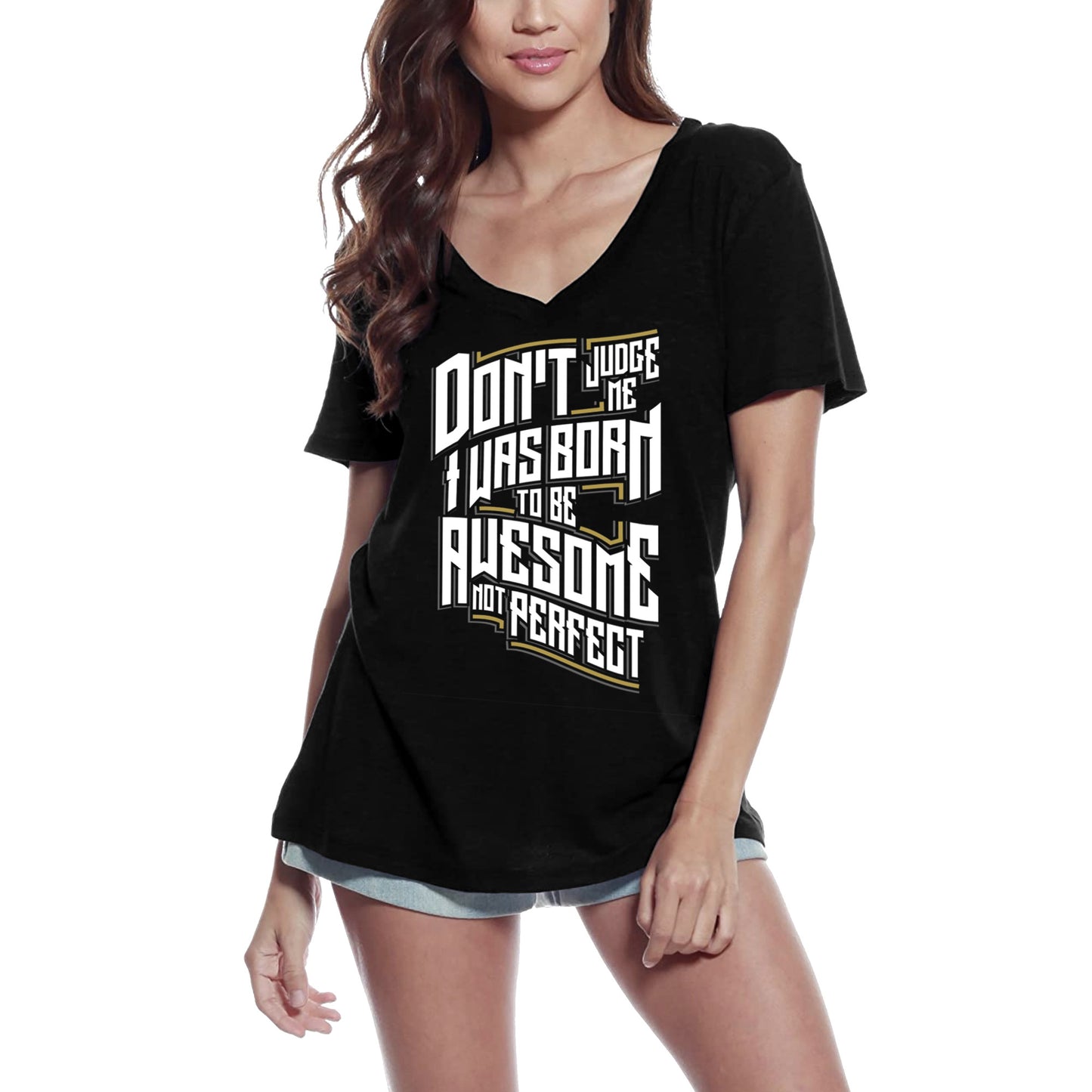 T-shirt ULTRABASIC pour femmes, génial, pas parfait, avec slogan d'humour sarcastique