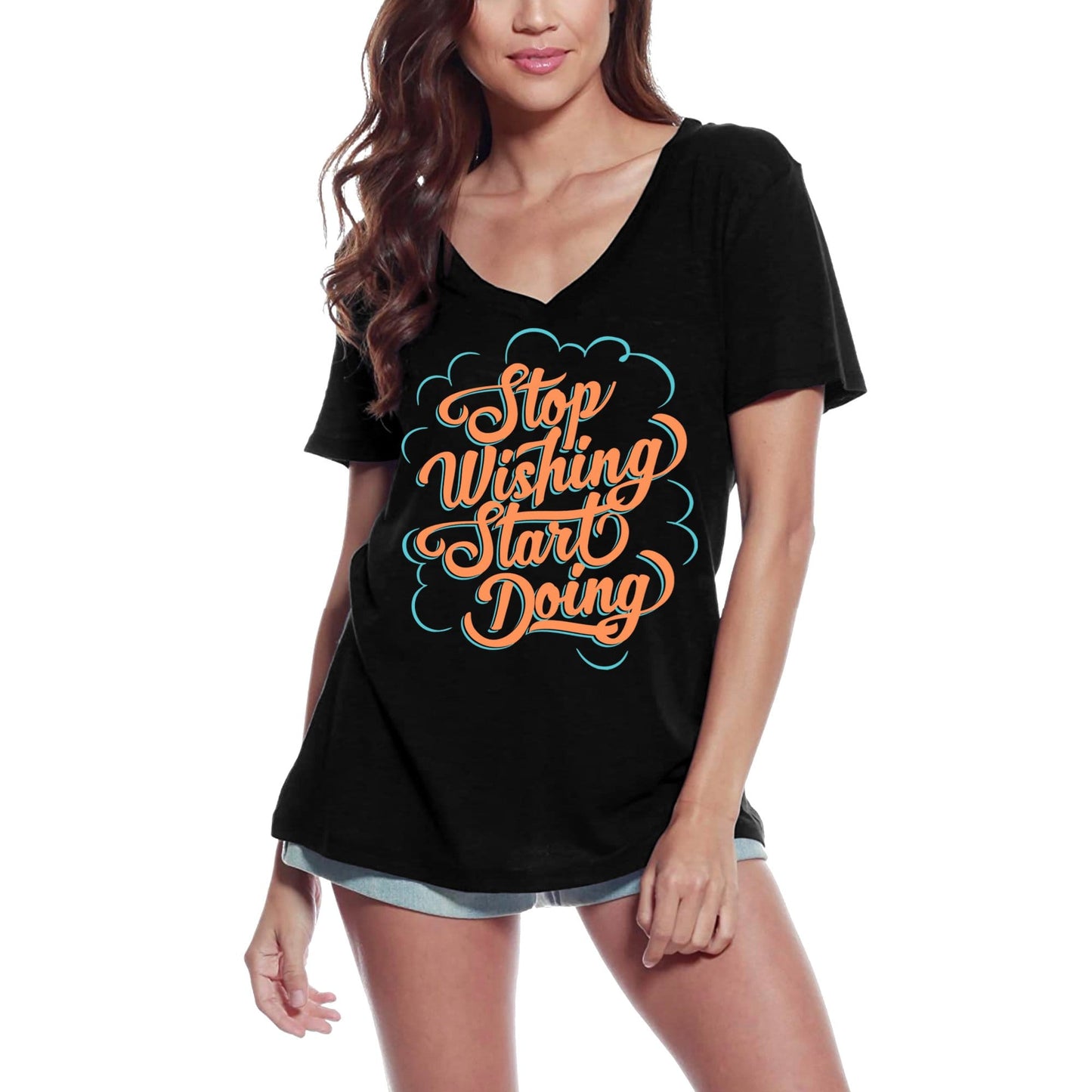 T-shirt ULTRABASIC pour femmes Arrêtez de souhaiter, commencez à faire - T-shirt avec slogan inspirant