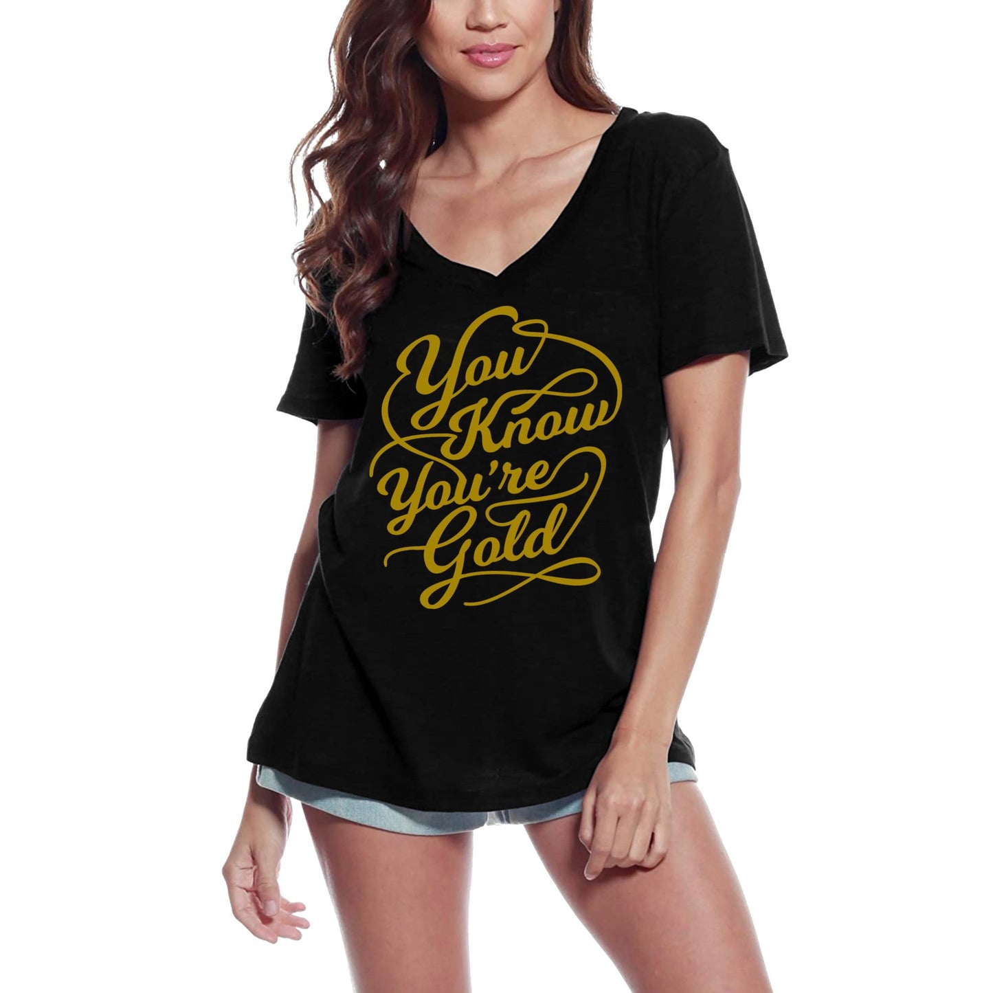 ULTRABASIC T-shirt pour femme You Know You're Gold – T-shirt avec slogan de motivation inspirant