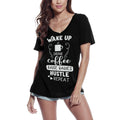 ULTRABASIC Women's T-Shirt Wake Up Drink Coffee Raise Babies Hustle Repeat Tee Shirt
