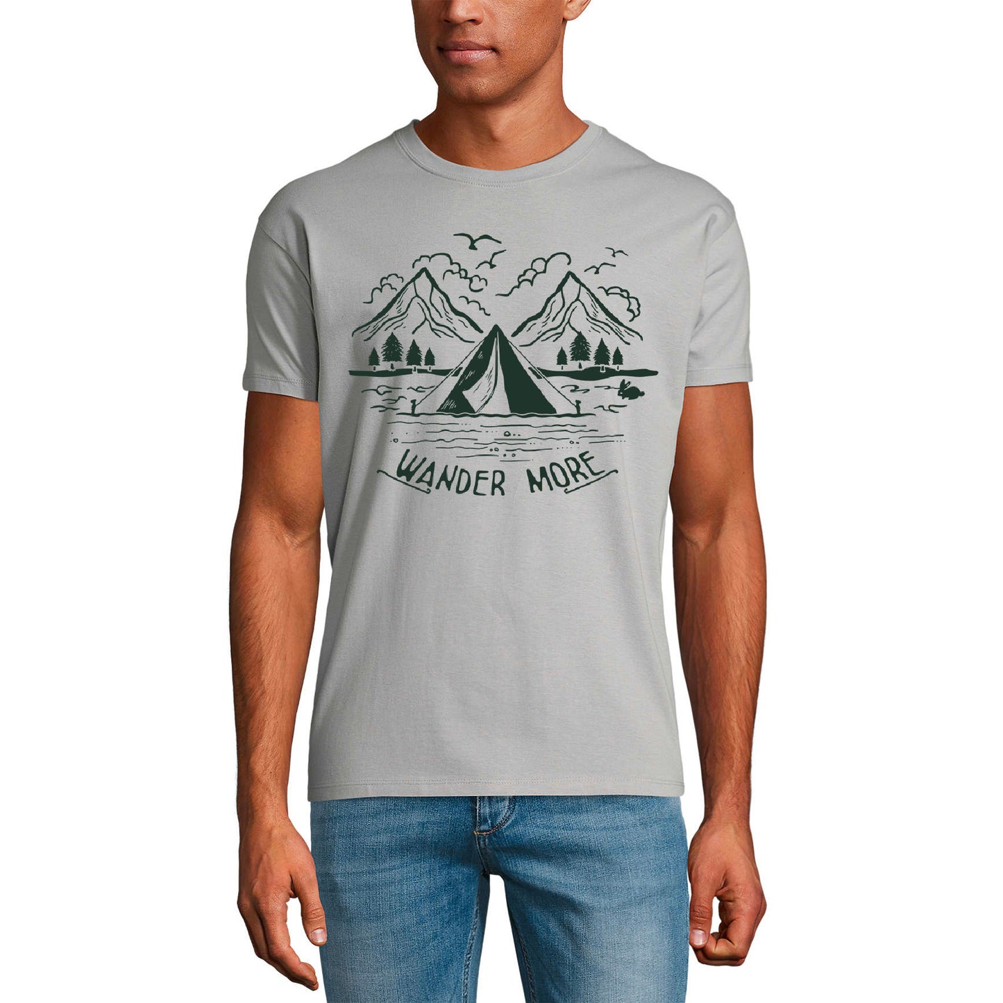 ULTRABASIC Men's Graphic T-Shirt Wander More - Mountain Hiker Tee Shirt