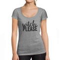 ULTRABASIC - Graphic Women's Witch Please T-Shirt Halloween Cute Letter Print Tee Grey Marl