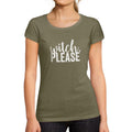 ULTRABASIC - Women's Short Sleeved T-Shirt Witch Please Halloween Cute Letter Print Tee Khaki