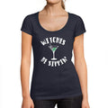 ULTRABASIC - Graphic Women's Witches Be Sippin T-Shirt Halloween Cute Letter Print Tee French Navy