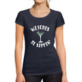 ULTRABASIC - Women's Short Sleeved T-Shirt Witches Be Sippin Halloween Cute Letter Print Tee French Navy