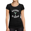 ULTRABASIC - Women's Short Sleeved T-Shirt Witches Be Sippin Halloween Cute Letter Print Tee Deep Black