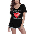 ULTRABASIC Damen-T-Shirt „With My Whole Heart For My Whole Life – Kurzarm-Grafik-T-Shirts zum Valentinstag“.