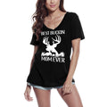 ULTRABASIC Women's V-Neck T-Shirt Best Buckin Mom Ever - Funny Mom's Tee Shirt