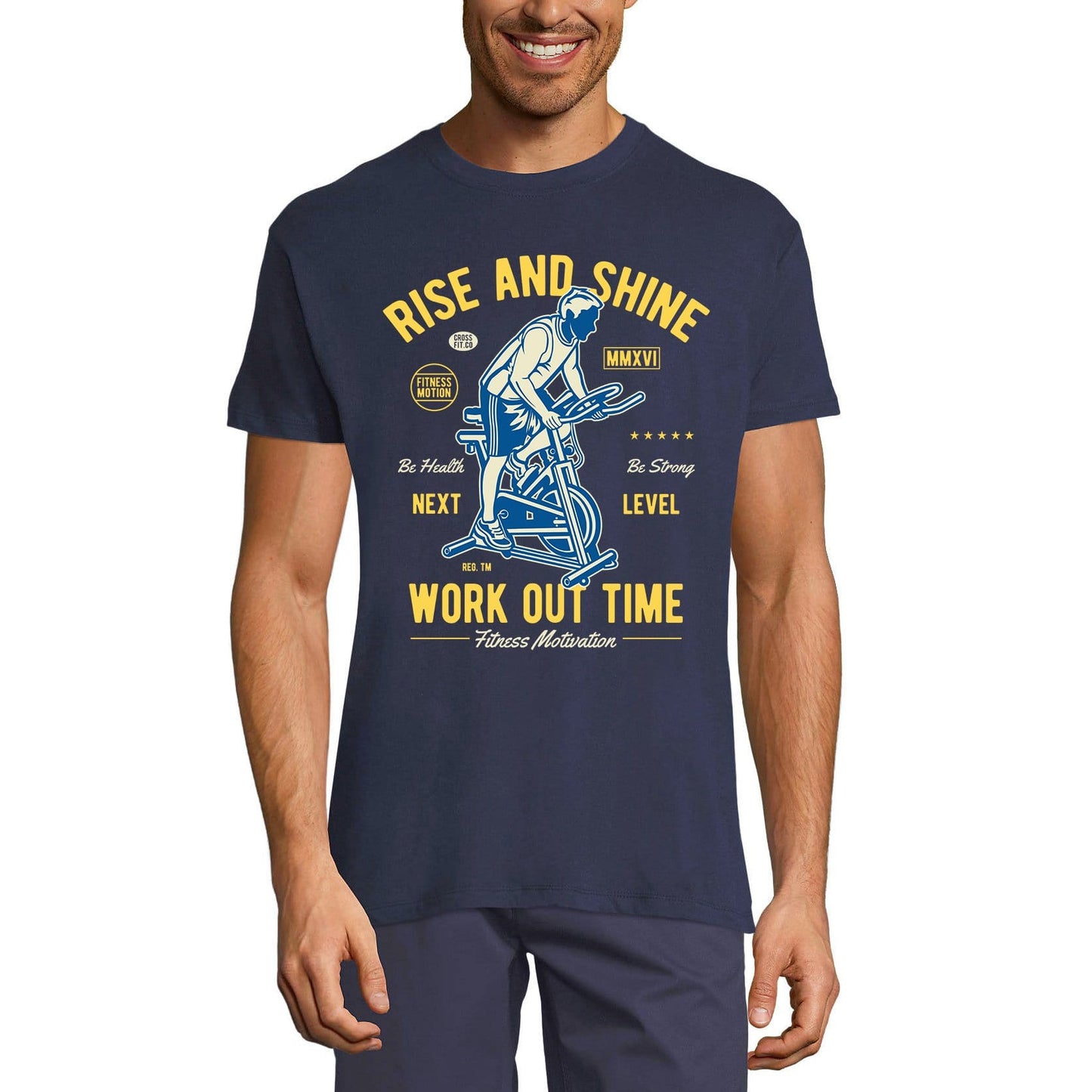 ULTRABASIC Men's Graphic T-Shirt Rise And Shine Work Out Time - Vintage Shirt