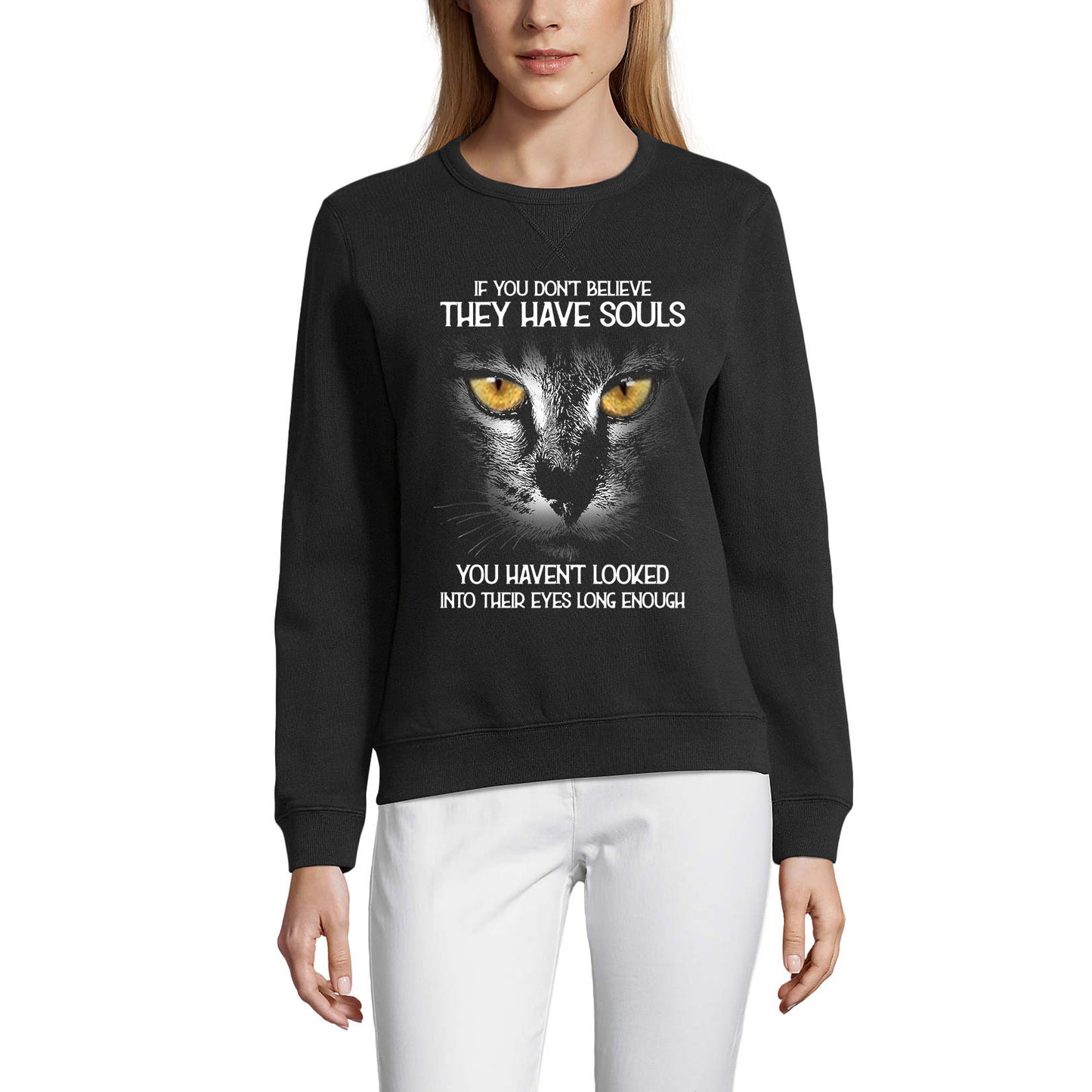 ULTRABASIC Women's Sweatshirt They Have Souls - Cute Cat Sully - Cat Eyes