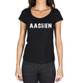 aachen, German Cities Black, Women's Short Sleeve Round Neck T-shirt 00002
