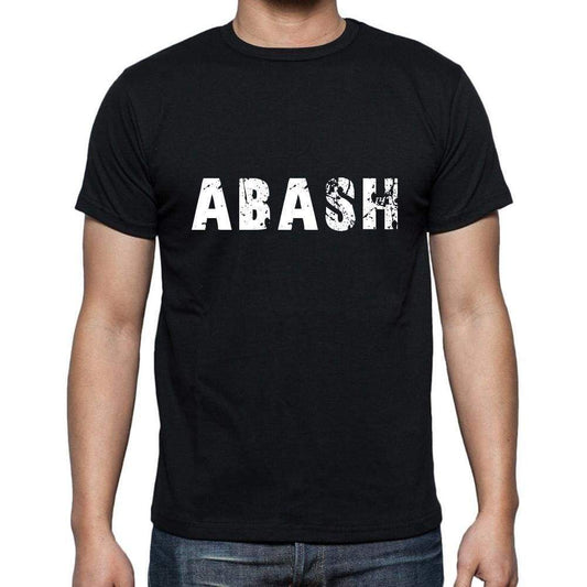 Abash Mens Short Sleeve Round Neck T-Shirt 5 Letters Black Word 00006 - Casual
