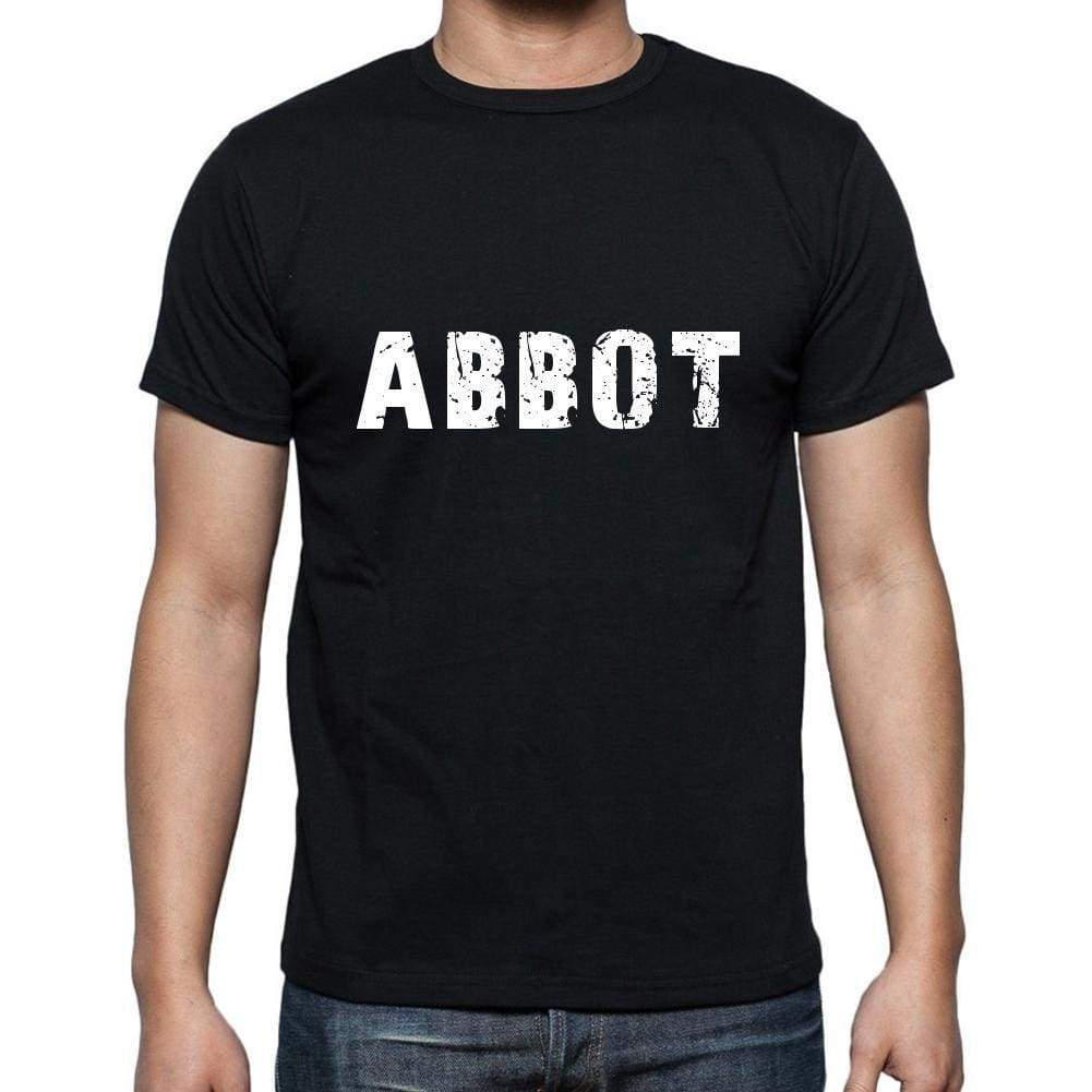 Abbot Mens Short Sleeve Round Neck T-Shirt 5 Letters Black Word 00006 - Casual
