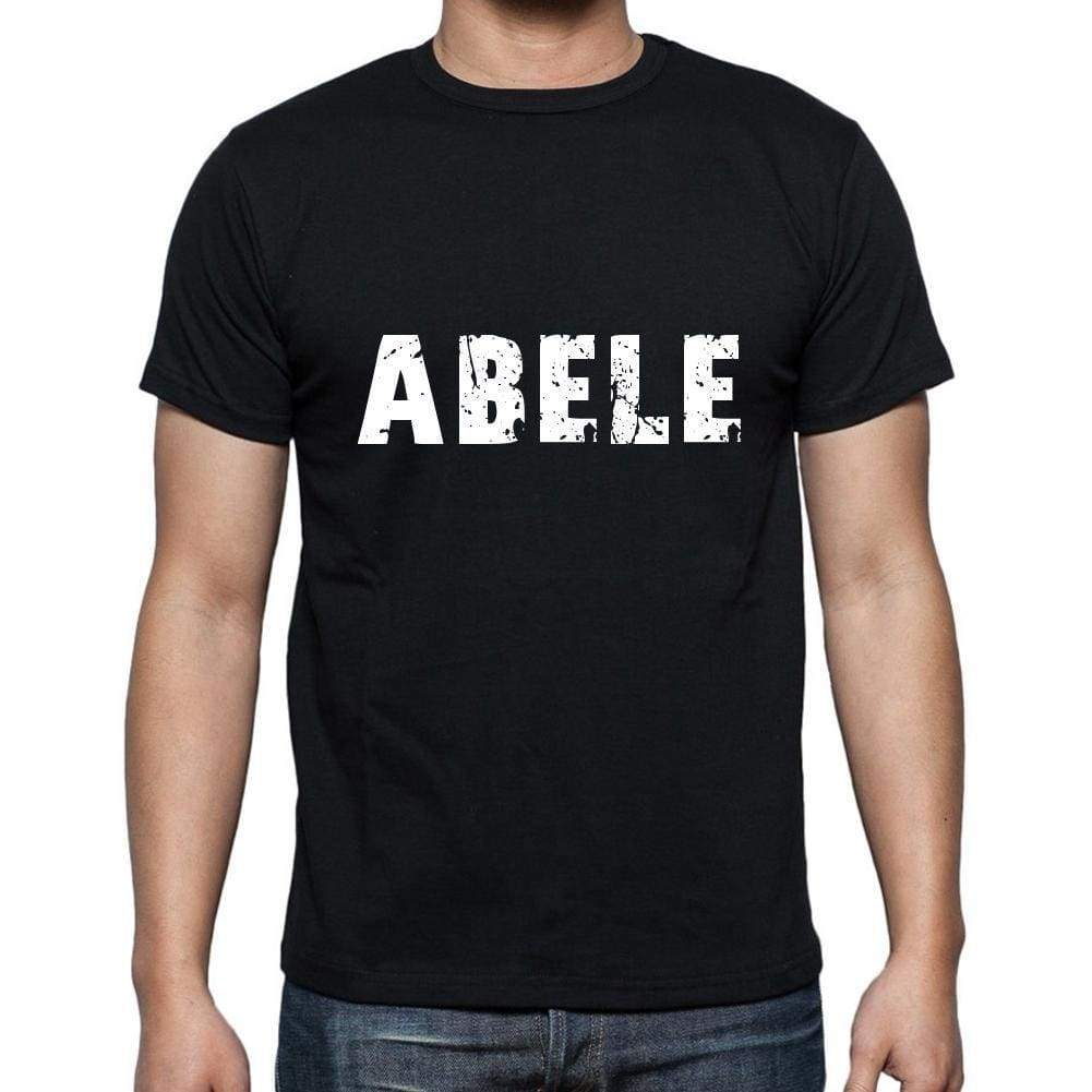 Abele Mens Short Sleeve Round Neck T-Shirt 5 Letters Black Word 00006 - Casual
