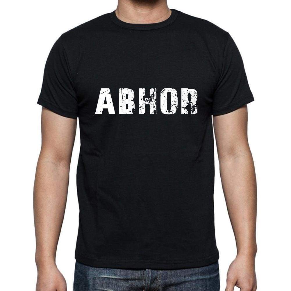 Abhor Mens Short Sleeve Round Neck T-Shirt 5 Letters Black Word 00006 - Casual
