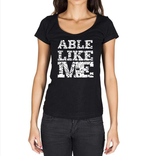 Able Like Me Black Womens Short Sleeve Round Neck T-Shirt 00054 - Black / Xs - Casual