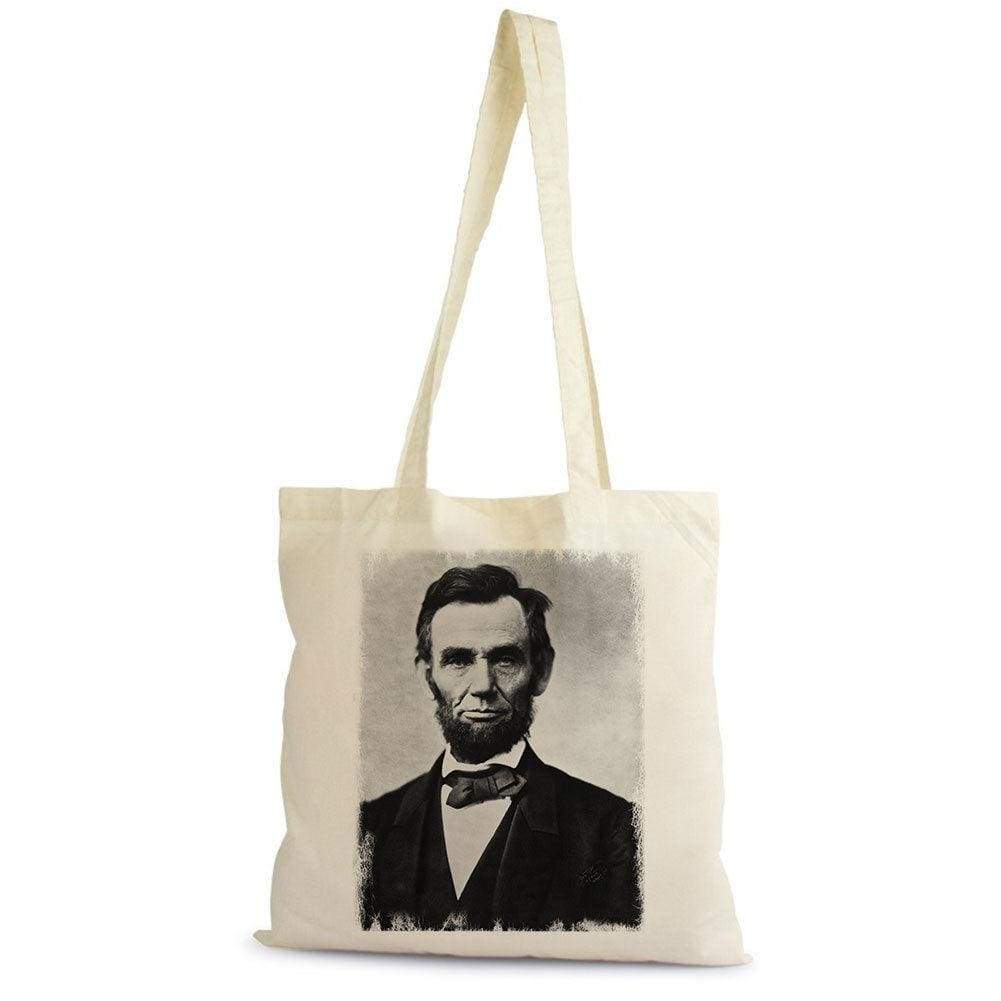 Abraham Lincoln Tote Bag Shopping Natural Cotton Gift Beige 00272 - Beige / 100% Cotton - Tote Bag