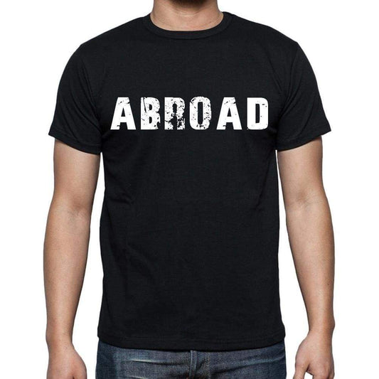 Abroad White Letters Mens Short Sleeve Round Neck T-Shirt 00007