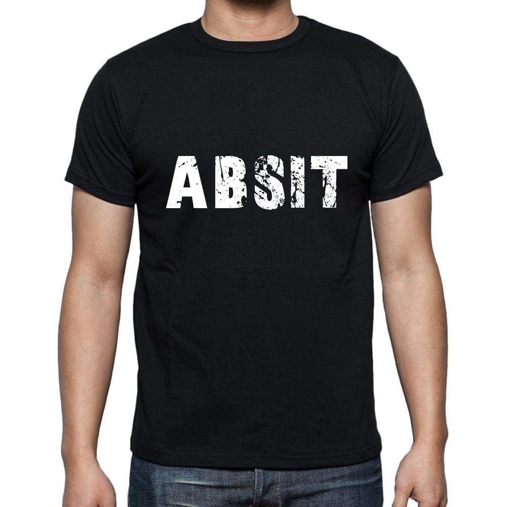 Absit Mens Short Sleeve Round Neck T-Shirt 5 Letters Black Word 00006 - Casual