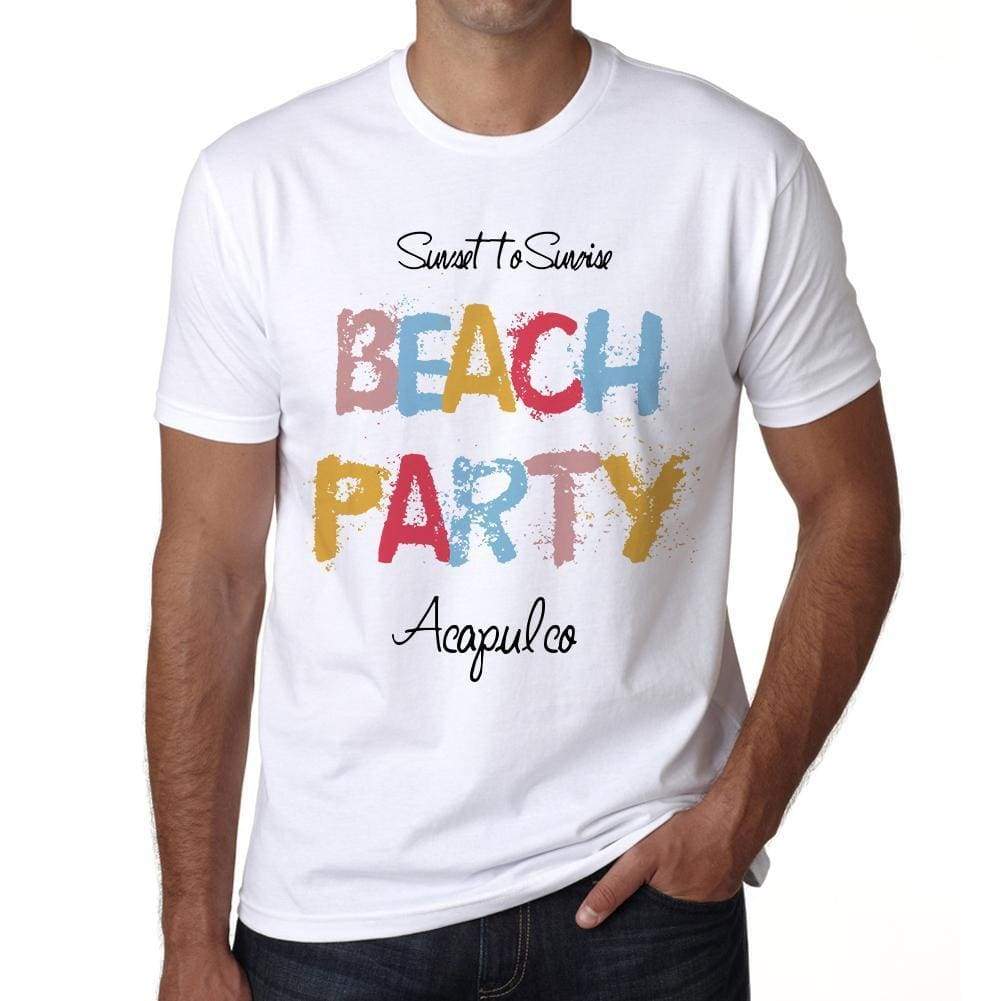 Acapulco Beach Party White Mens Short Sleeve Round Neck T-Shirt 00279 - White / S - Casual