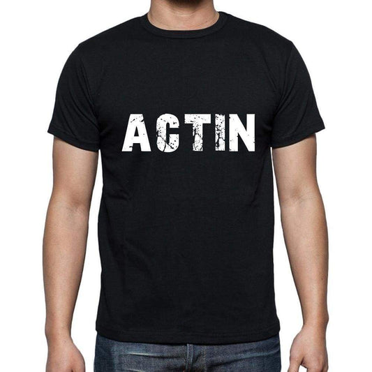 Actin Mens Short Sleeve Round Neck T-Shirt 5 Letters Black Word 00006 - Casual