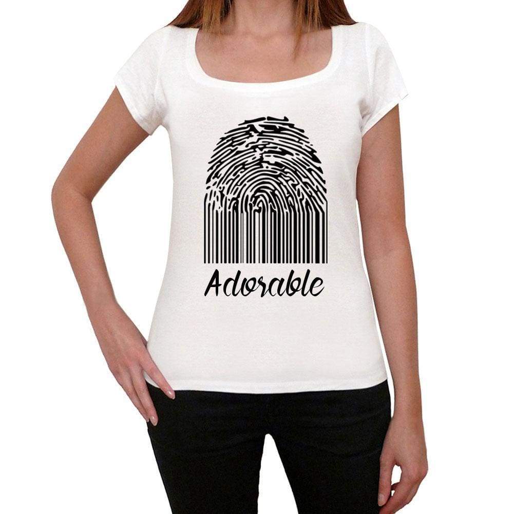 Adorable Fingerprint White Womens Short Sleeve Round Neck T-Shirt Gift T-Shirt 00304 - White / Xs - Casual