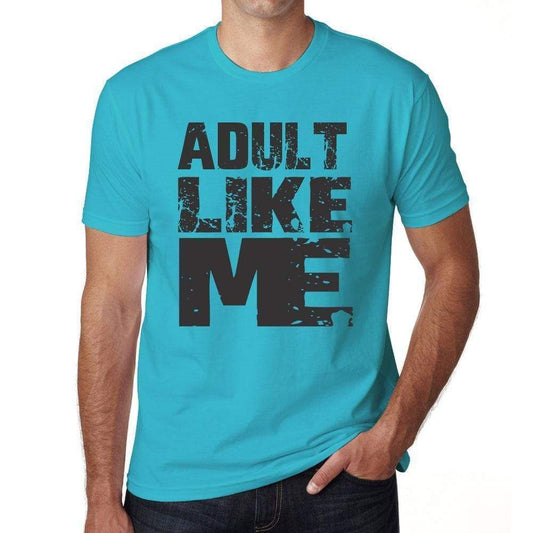 Adult Like Me Blue Grey Letters Mens Short Sleeve Round Neck T-Shirt 00285 - Blue / S - Casual