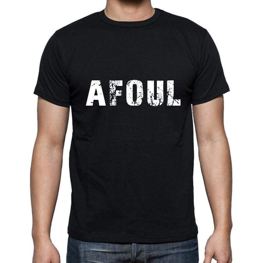 Afoul Mens Short Sleeve Round Neck T-Shirt 5 Letters Black Word 00006 - Casual
