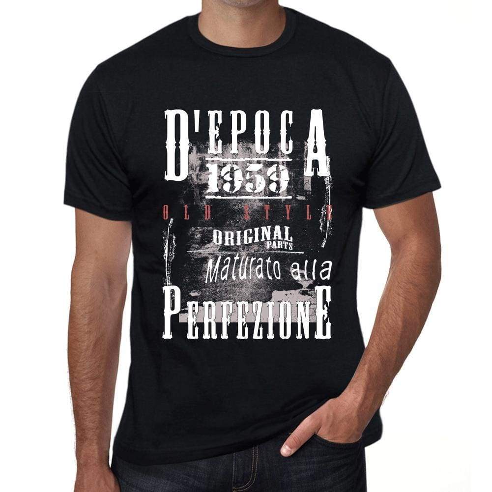Aged To Perfection Italian 1959 Black Mens Short Sleeve Round Neck T-Shirt Gift T-Shirt 00355 - Black / Xs - Casual