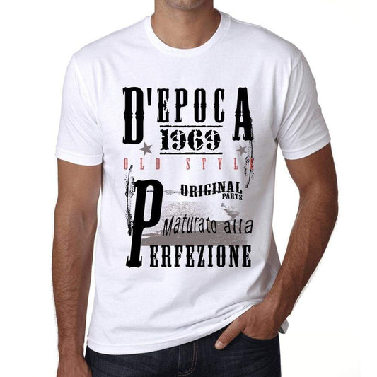 Aged To Perfection Italian 1969 White Mens Short Sleeve Round Neck T-Shirt Gift T-Shirt 00357 - White / Xs - Casual