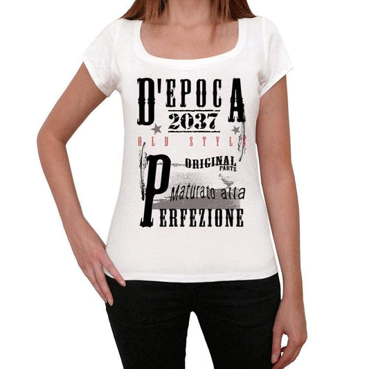 Aged To Perfection, Italian, 2037, White, Women's Short Sleeve Round Neck T-shirt, gift t-shirt 00356 - Ultrabasic