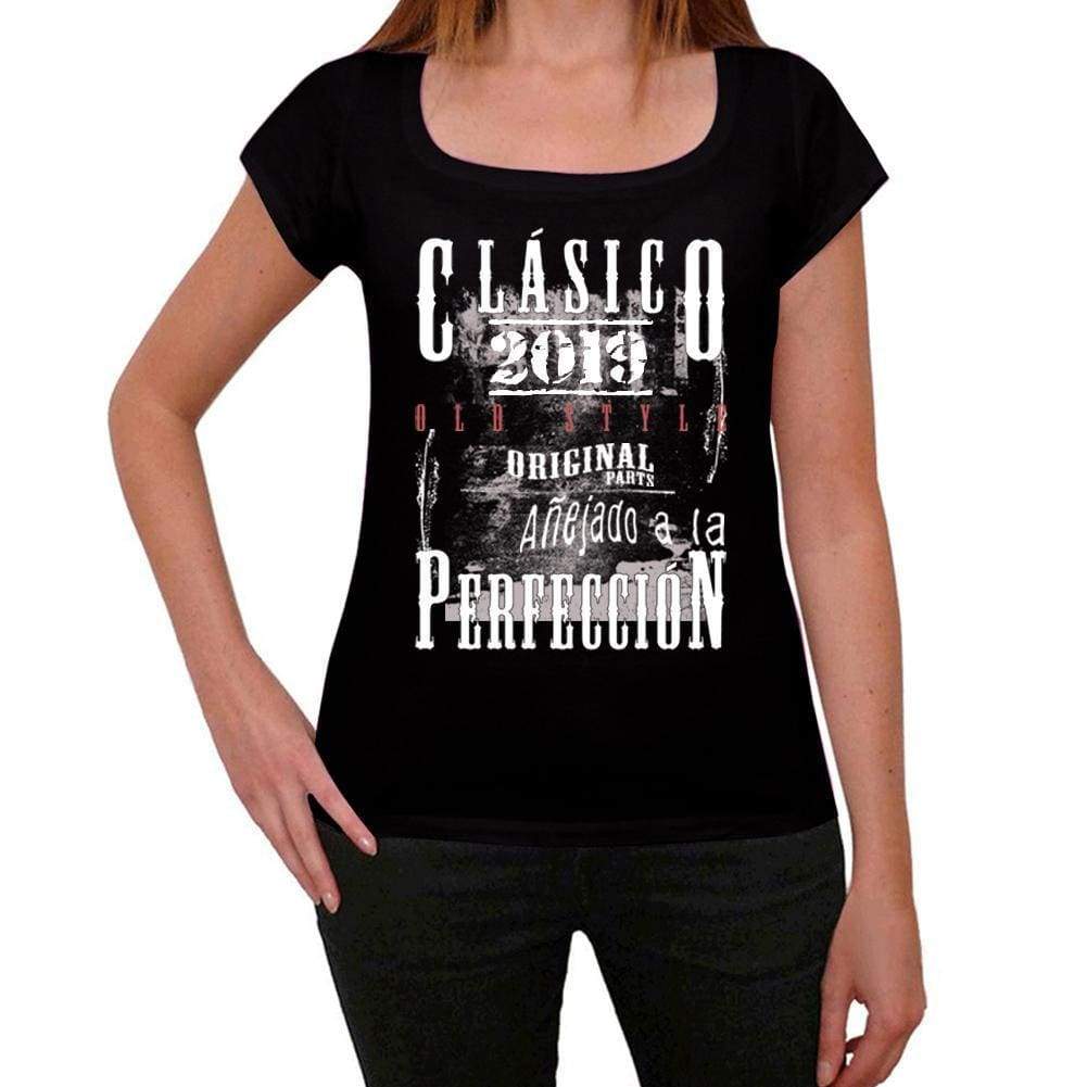 Aged To Perfection, Spanish, 2019, Black, Women's Short Sleeve Round Neck T-shirt, gift t-shirt 00358 - Ultrabasic