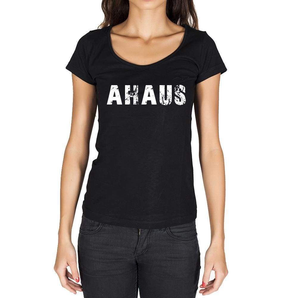 Ahaus German Cities Black Womens Short Sleeve Round Neck T-Shirt 00002 - Casual