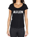 ahlen, German Cities Black, Women's Short Sleeve Round Neck T-shirt 00002