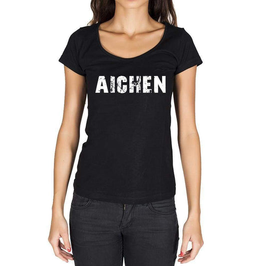 Aichen German Cities Black Womens Short Sleeve Round Neck T-Shirt 00002 - Casual