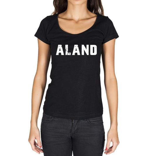 Aland German Cities Black Womens Short Sleeve Round Neck T-Shirt 00002 - Casual
