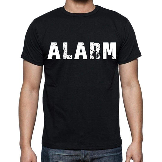 Alarm White Letters Mens Short Sleeve Round Neck T-Shirt 00007