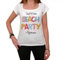 Algaiarens Beach Party White Womens Short Sleeve Round Neck T-Shirt 00276 - White / Xs - Casual