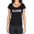 alheim, German Cities Black, Women's Short Sleeve Round Neck T-shirt 00002