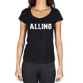 alling, German Cities Black, Women's Short Sleeve Round Neck T-shirt 00002