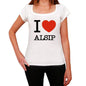 Alsip I Love Citys White Womens Short Sleeve Round Neck T-Shirt 00012 - White / Xs - Casual