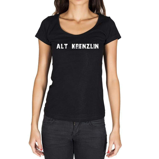 Alt Krenzlin German Cities Black Womens Short Sleeve Round Neck T-Shirt 00002 - Casual