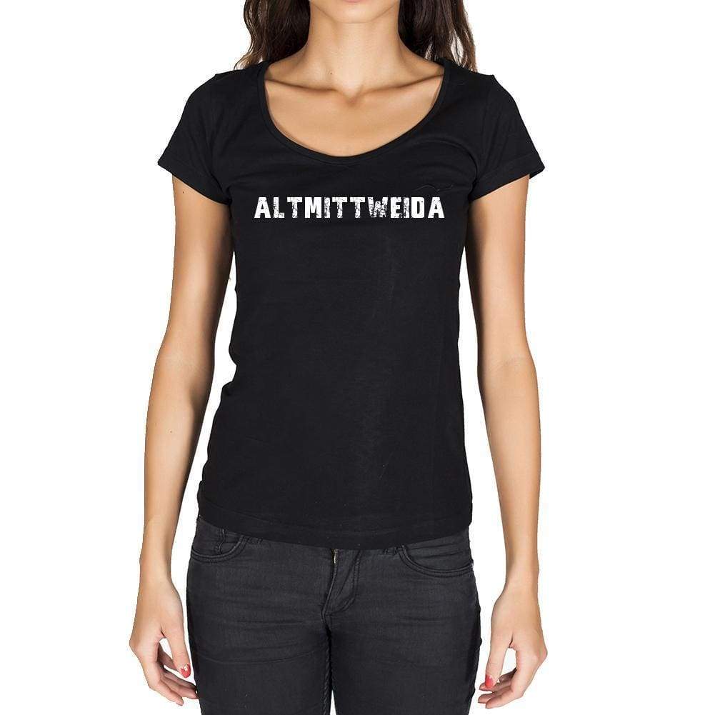 Altmittweida German Cities Black Womens Short Sleeve Round Neck T-Shirt 00002 - Casual